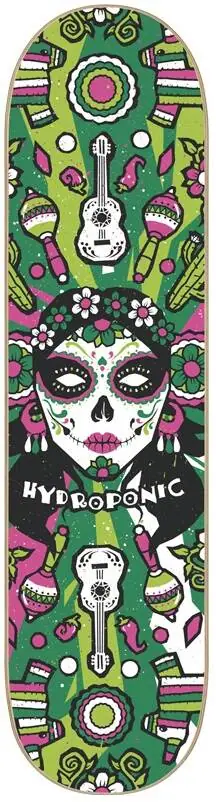 Hydroponic Mexican Skull 2.0 Skateboard Deck 8" - Green Catrina