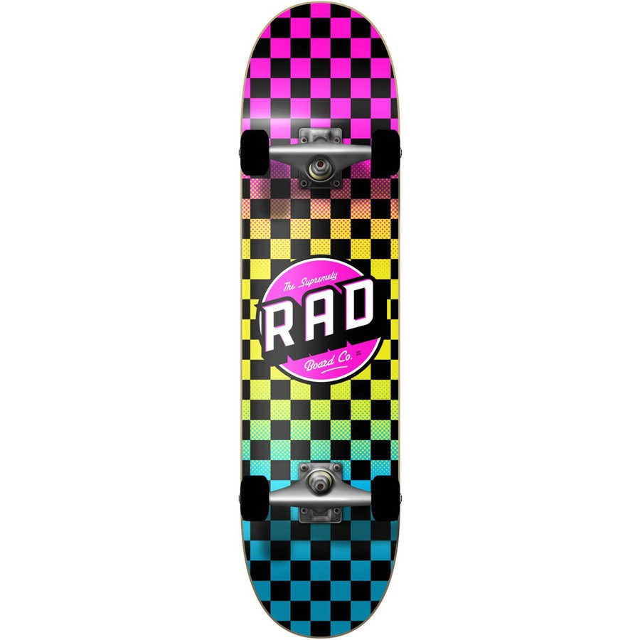 RAD Dude Crew 7.75" Skateboard - Neon Fade Checkers